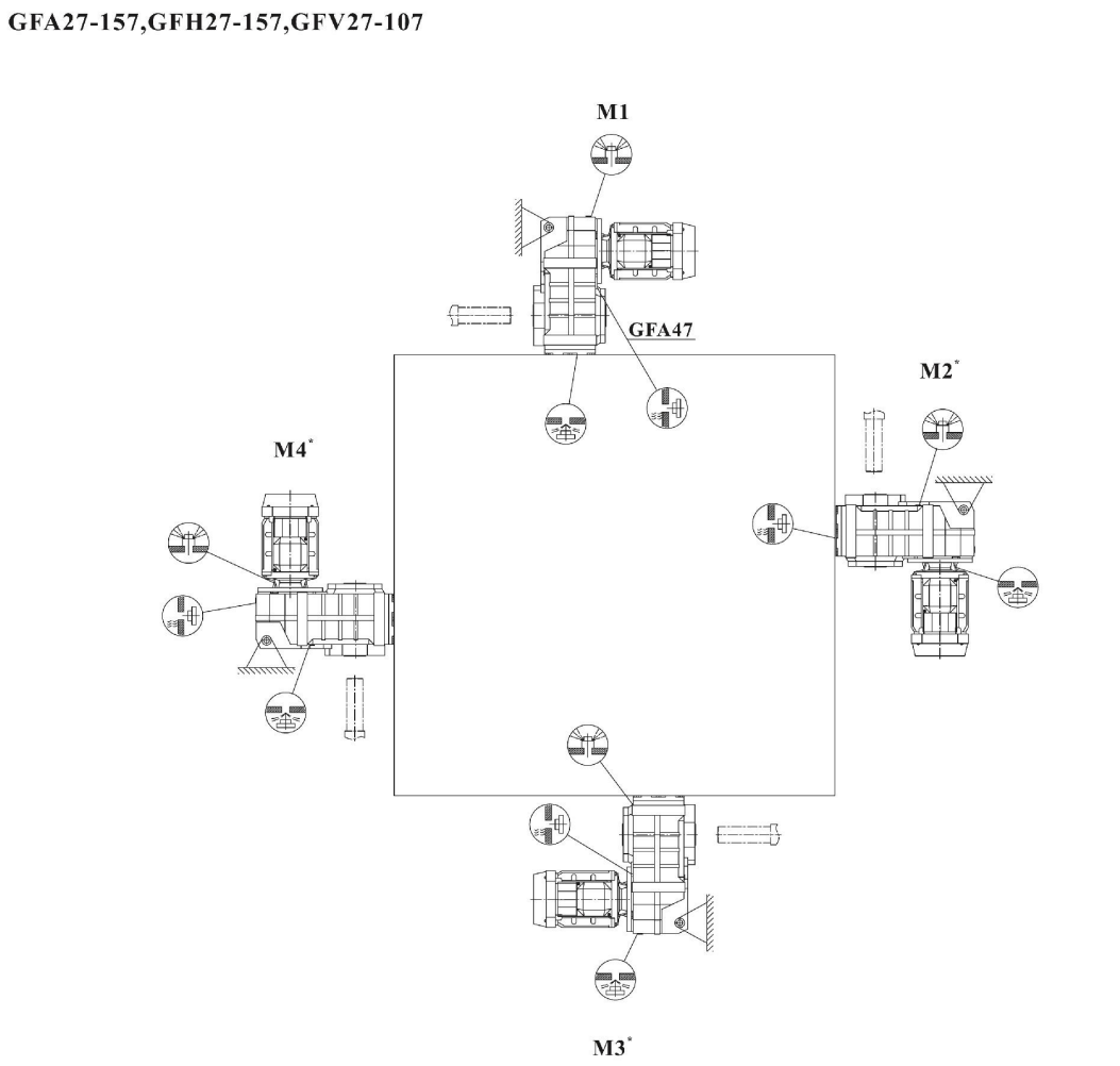 FA FH FV27-107減速機(jī)安裝方位圖 FA FH FV27-107減速機(jī)安裝方位圖