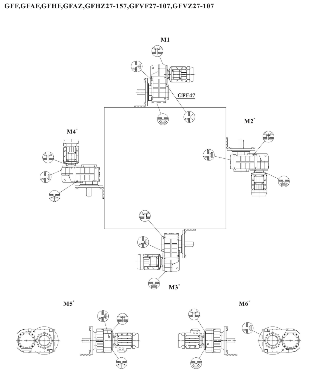 FF FAF FHF FAZ FVF FVZ減速機(jī)安裝方位圖 FF FAF FHF FAZ FVF FVZ減速機(jī)安裝方位圖